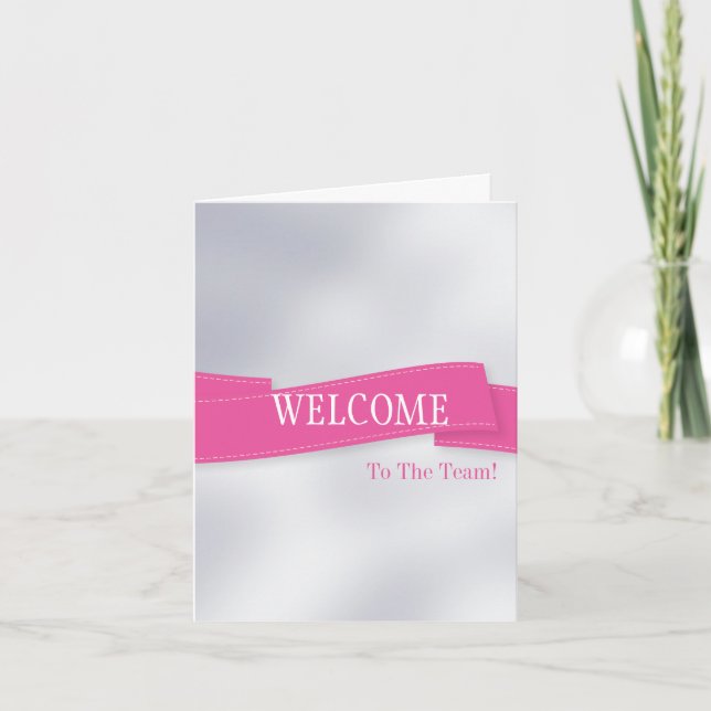 Carte Ruban rose avec bordure blanche Accueil (Devant)