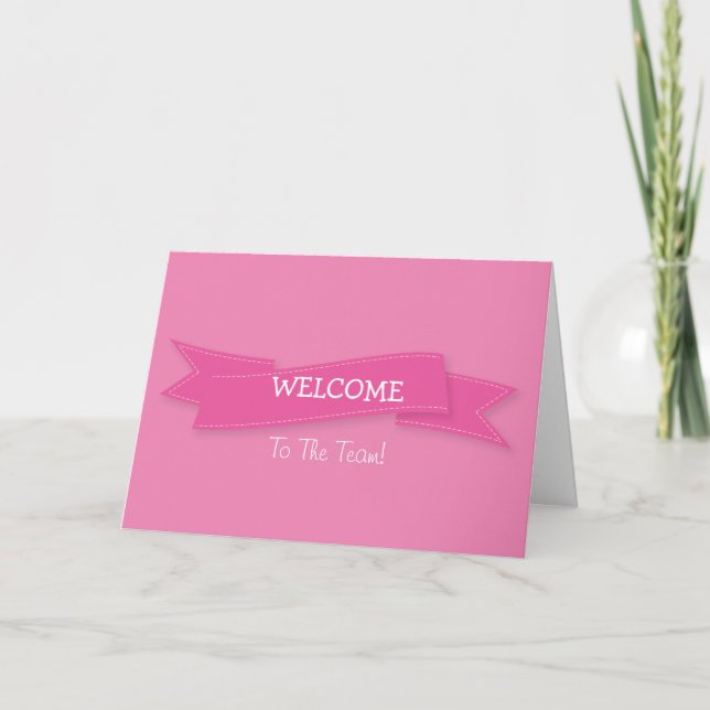 Carte Ruban rose avec bordure blanche Accueil (Devant)