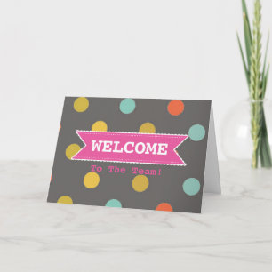 Carte Ruban rose avec bordure blanche Pois colorés