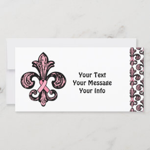 Carte Ruban rose Fleur de lis
