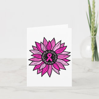 Carte Ruban rose Tournesol Fleur de soleil Sensibilisati