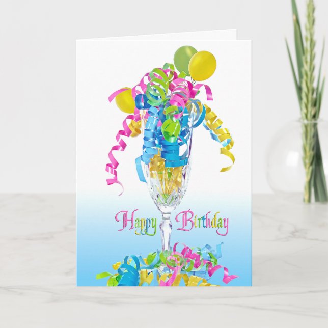 Carte Rubans et ballons d'anniversaire (Devant)