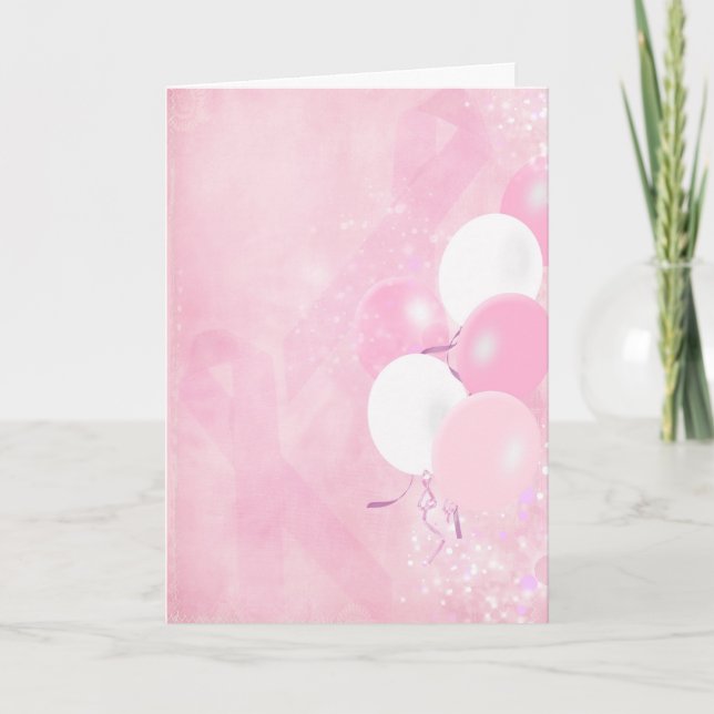 Carte Rubans roses et ballons (Devant)