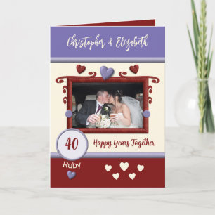 Carte Ruby 40e anniversaire ajouter des noms photo viole