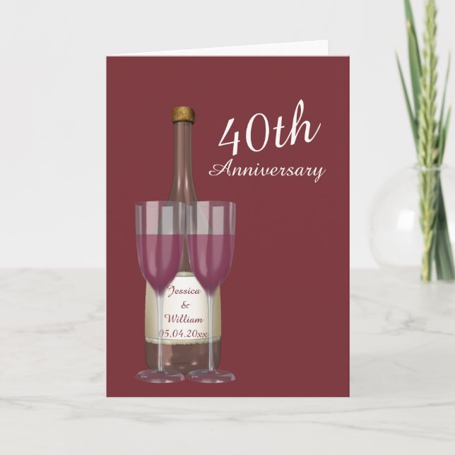 Carte Ruby 40e anniversaire de Mariage personnalisé (Devant)