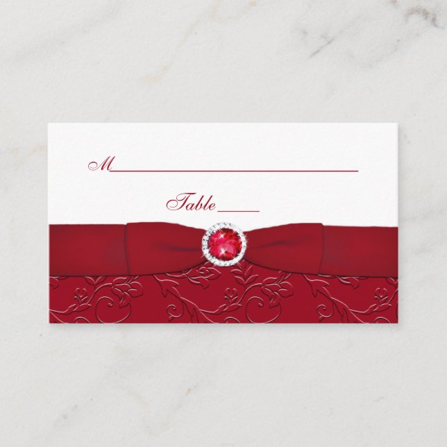 Carte Ruby Red et White Floral Place (Devant)