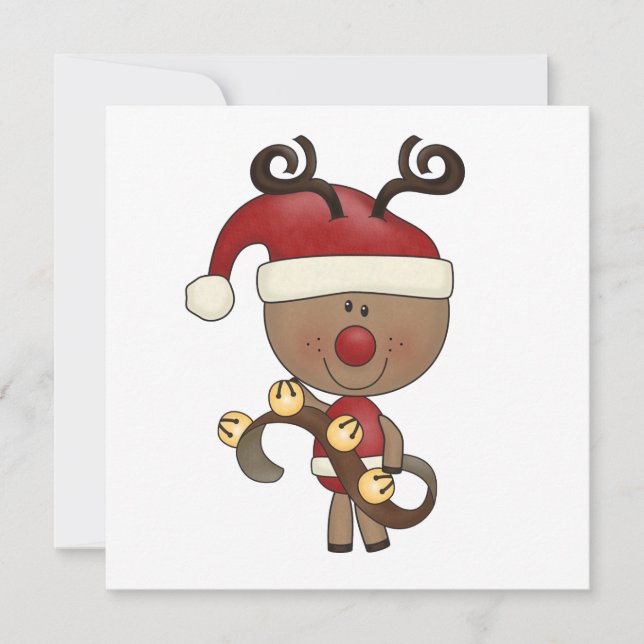 Carte Rudy Reindeer Avec Des Cloches (Devant)