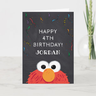 Carte Rue Sésame Elmo Birthday Chalkboard