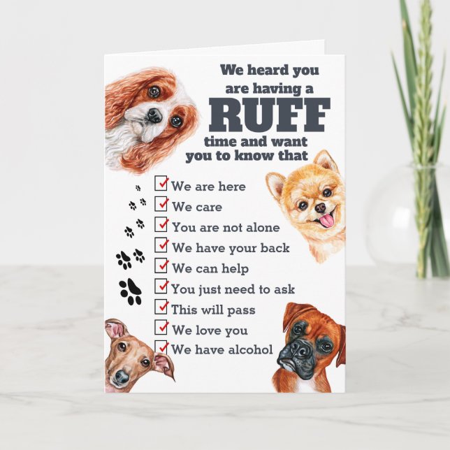 Carte Ruff time chien gang se sentir mieux bientôt art d (Devant)