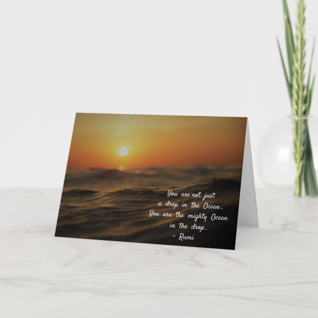 Carte Rumi cite la vie. Vous n'êtes pas qu'une goutte... (Devant)