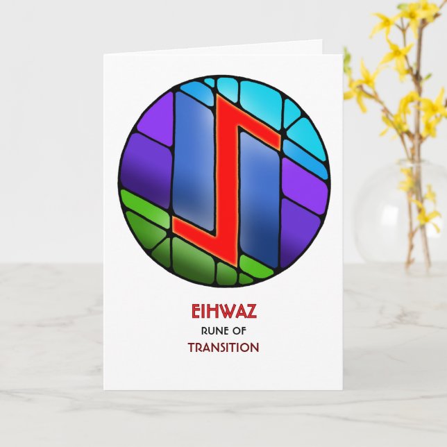 Carte Rune Eihwaz - Transition - Art Nouveau (Fleur jaune)