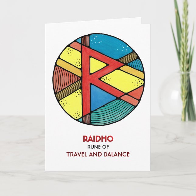Carte Rune Raidho - Voyage et équilibre - Art Nouveau (Devant)