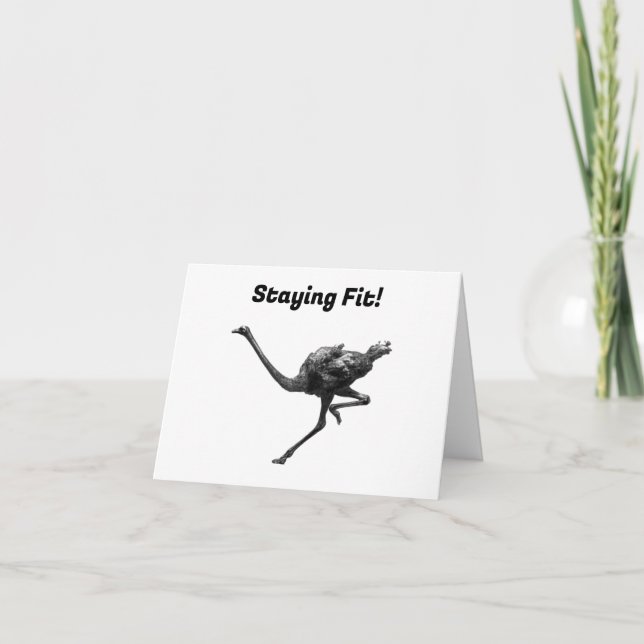 Carte Running Ostrich Ink Sketch, Athlete Cool Oiseaux (Devant)