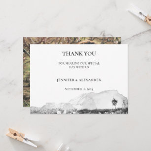 Carte Russe aquarelle montagne mariage photo Merci