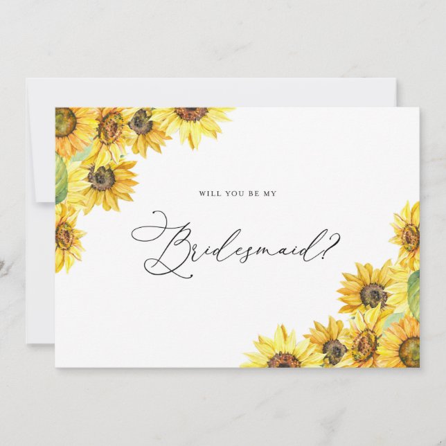 Carte Russe Aquarelle Tournesols Soyez ma servante (Devant)