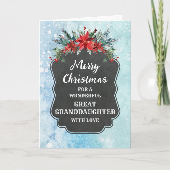 Carte Russe Chalkboard Grand Grand-fille Noël (Devant)