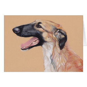 Carte russe d'art de chien de chien-loup de barzoï
