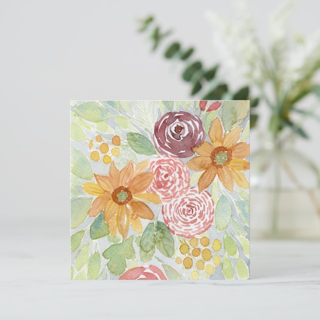 Carte Russe Fleur sauvage aquarelle (Debout devant)