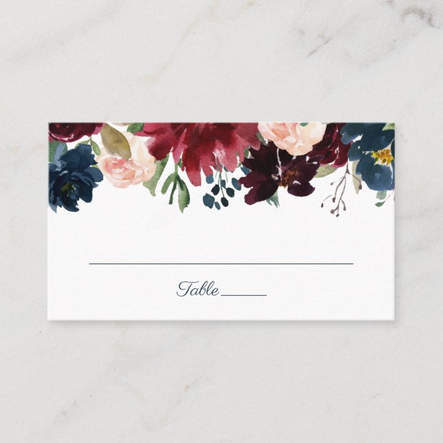 Carte Russe Marine Marsala Floral Mariage Plain Pl (Devant)
