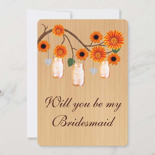 Carte Russe Orange Mason Jars Bridesmaid (Devant)