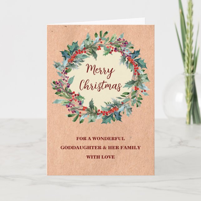 Carte Russe Wreath Godgirl et Noël de famille (Devant)