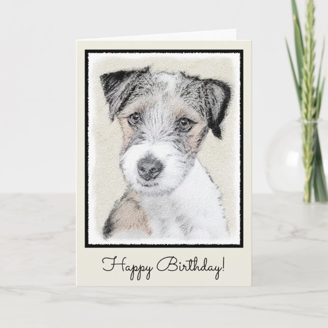 Carte Russell Terrier Peinture rugueuse - Art Chien orig (Devant)