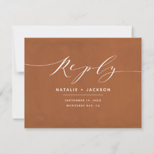 Carte Rust + blanc élégant mariage réponse