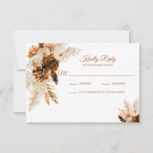 Carte Rust Bohème Et Pampas Mariage Grass RSVP