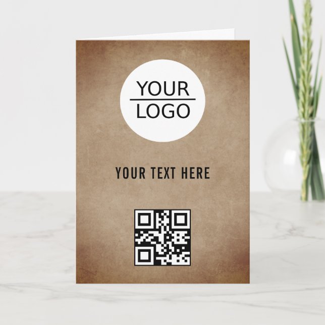 Carte Rustic Ajouter Logo Code QR Promotion de texte per (Devant)