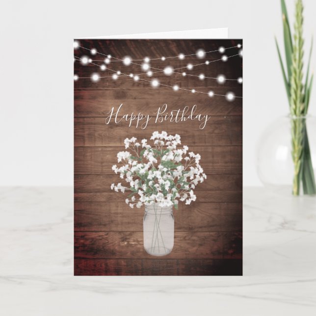 Carte Rustic Baby's respire Mason Jar Anniversaire (Devant)