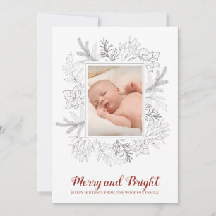 Carte Rustic Boughs Baby Photo Holiday