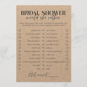 Carte Rustic Chic Fête des mariées Voudrait-Elle Plutôt 