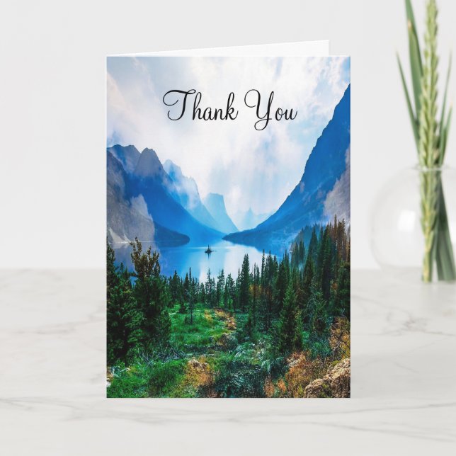 Carte Rustic Country Mountains Nature Mariage Merci (Devant)