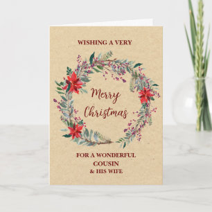 Carte Rustic Cousin et sa femme Joyeux Noël