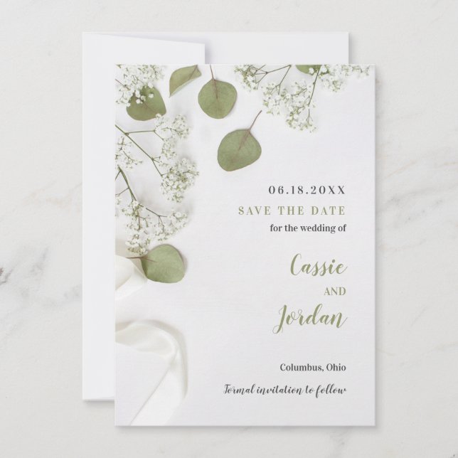 Carte Rustic Elegant Botanical Enregistrer la date (Devant)