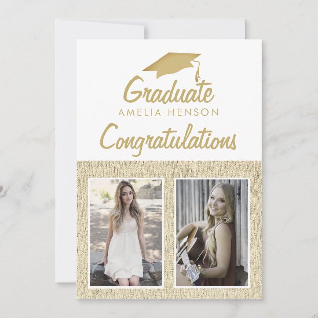 Carte Rustic Félicitations Graduate 2 Photo Collage (Devant)