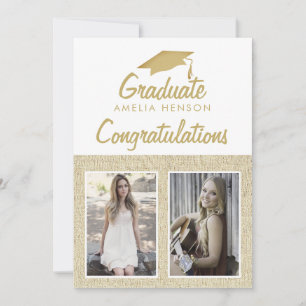 Carte Rustic Félicitations Graduate 2 Photo Collage