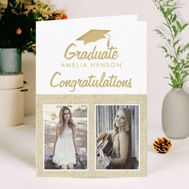 Carte Rustic Félicitations Graduate 2 Photo Collage (Créateur téléchargé)