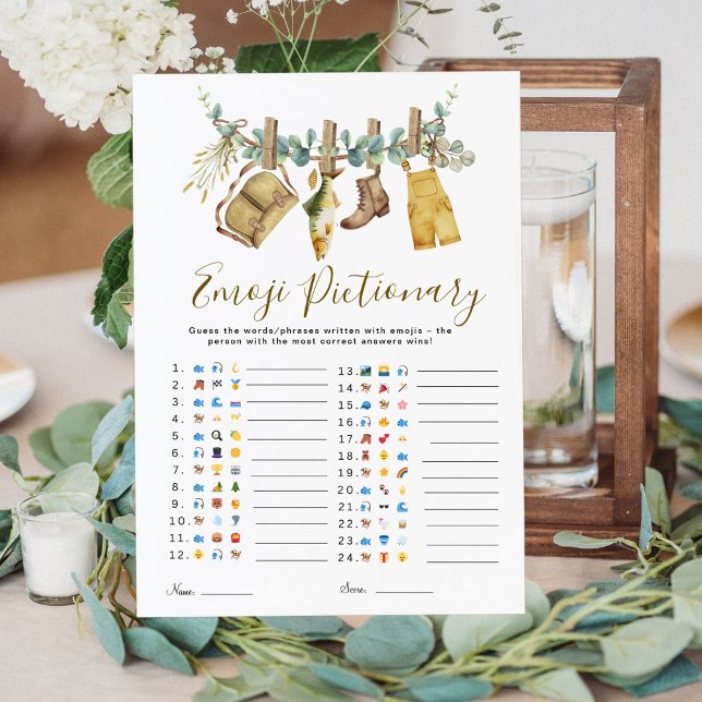 Carte Rustic Fisherman Baby shower Emoji jeu de photos (Créateur téléchargé)
