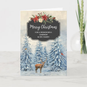 Carte Rustic Forest Godson & Family Joyeux Noël