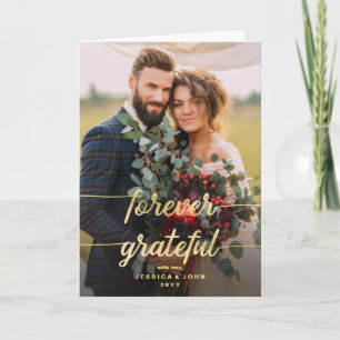 Carte Rustic Forever Grateful 2 Photo Mariage remercieme