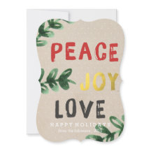 Carte Rustic Gold Peace Joy Love