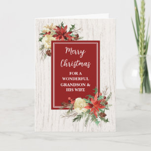 Carte Rustic Grandson et sa femme Joyeux Noël