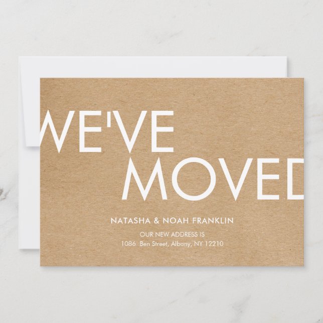 Carte Rustic Kraft Nous avons déplacé un nouveau Faire-p (Devant)