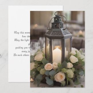 Carte Rustic Lantern Floral Centerpiece Card