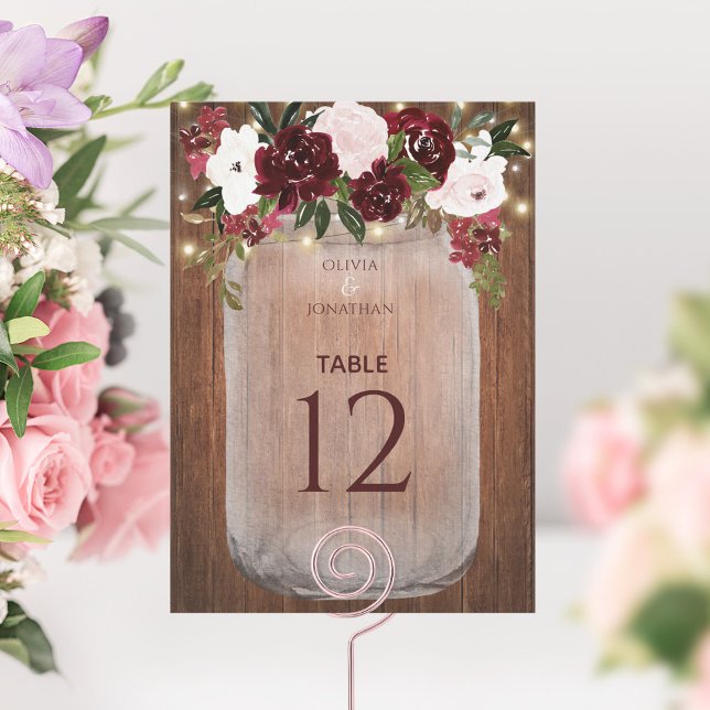Carte Rustic Mason Jar Floral Grand Mariage Numéro de ta (Créateur téléchargé)