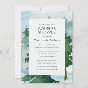 Carte Rustic Mountain Forest Aquarelle Couples Douche
