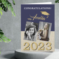 Rustic Navy Bleu Graduate 2 Photo Graduate