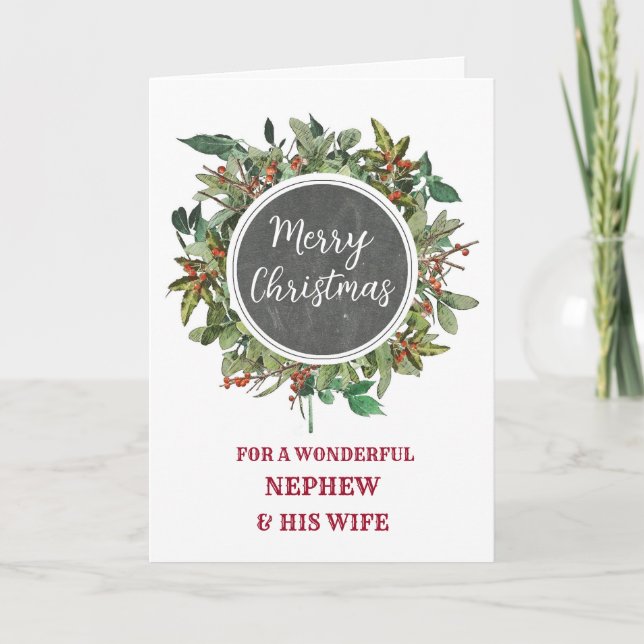 Carte Rustic Nephew et sa femme Joyeux Noël (Devant)