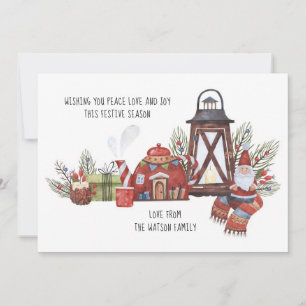 Carte Rustic Peace Love Joie Noël Photo personnalisée